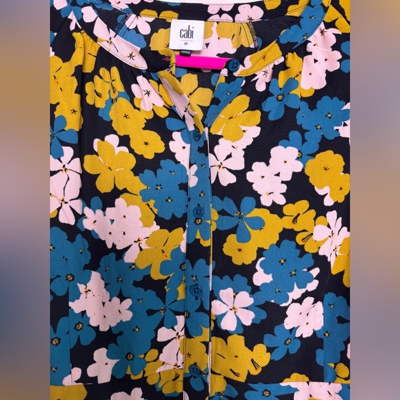 CAbi Favorite Retro Floral Bishop Sleeve Button Down Blouse M - Picture 7 of 10